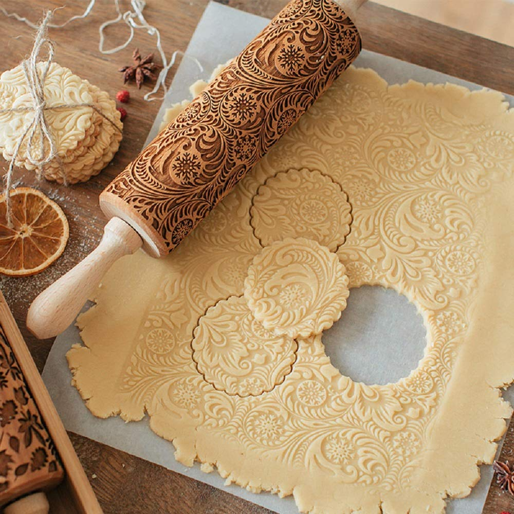 Embossed Cookie Rolling Pin with Amazing Designs